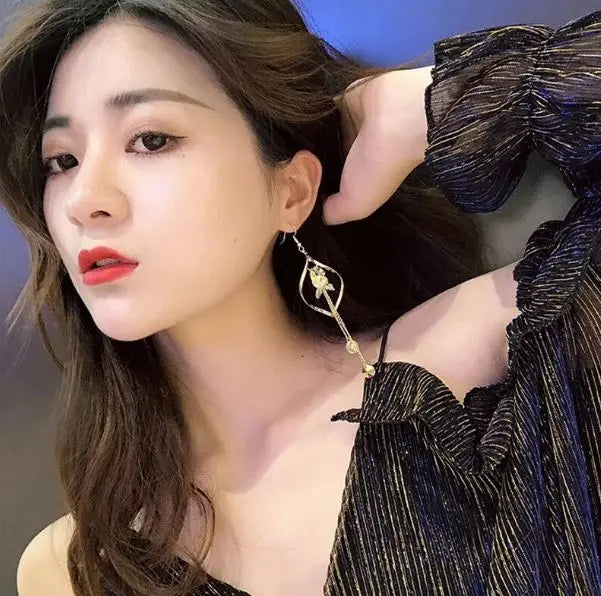 Super Sense Fairy Crystal Drop Tassel Earrings - Gold - Salty Accessories