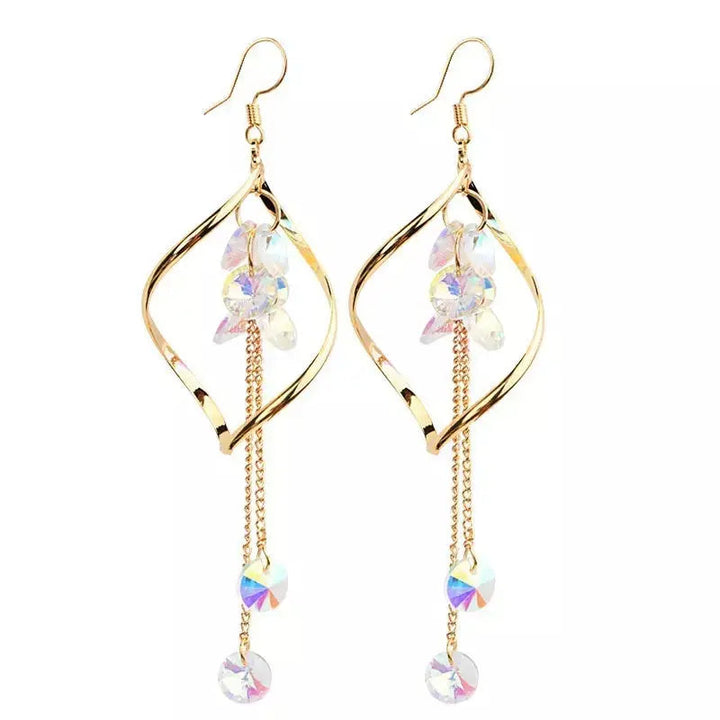 Super Sense Fairy Crystal Drop Tassel Earrings - Gold - Salty Accessories