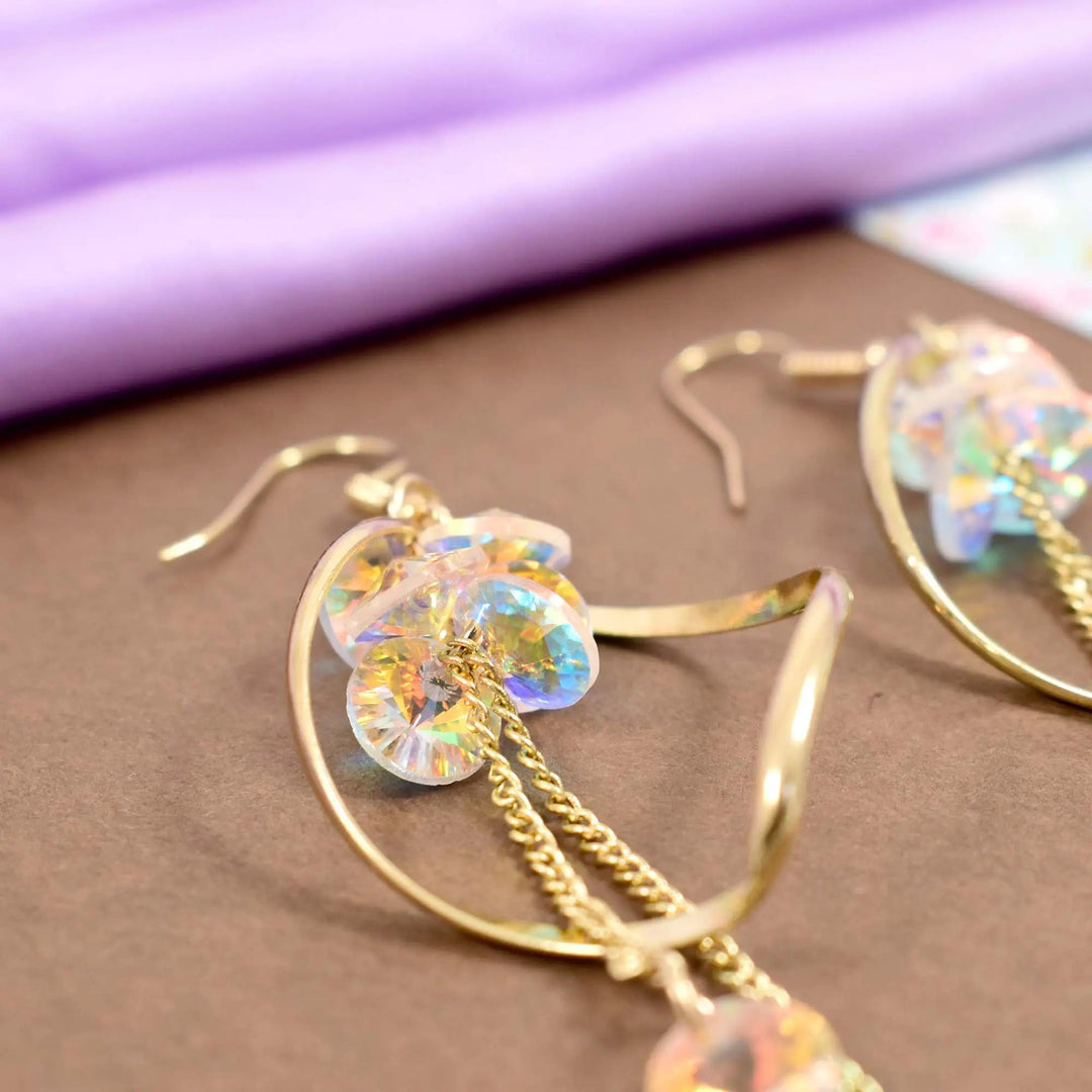 Super Sense Fairy Crystal Drop Tassel Earrings - Gold - Salty Accessories
