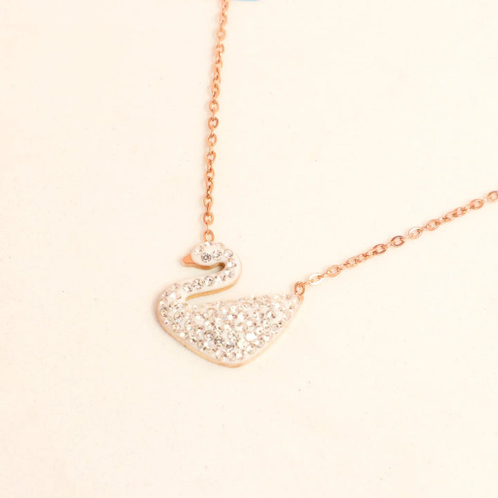 Swan charm Necklace - White Stainless Steel - Salty Accessories