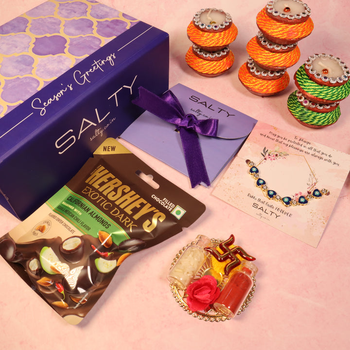 Sweet Bliss Evil Eye Rakhi Gift Box For Sister - Salty Accessories