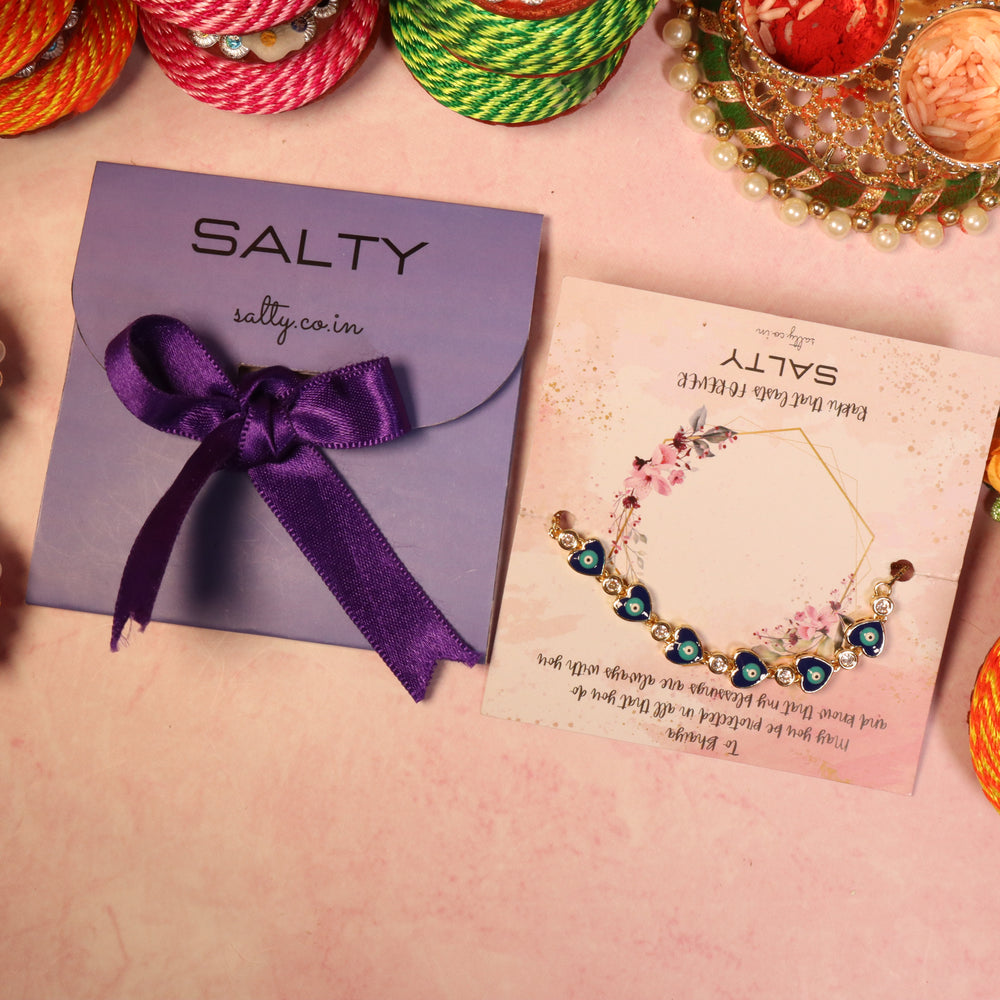 Sweet Bliss Evil Eye Rakhi Gift Box For Sister - Salty Accessories