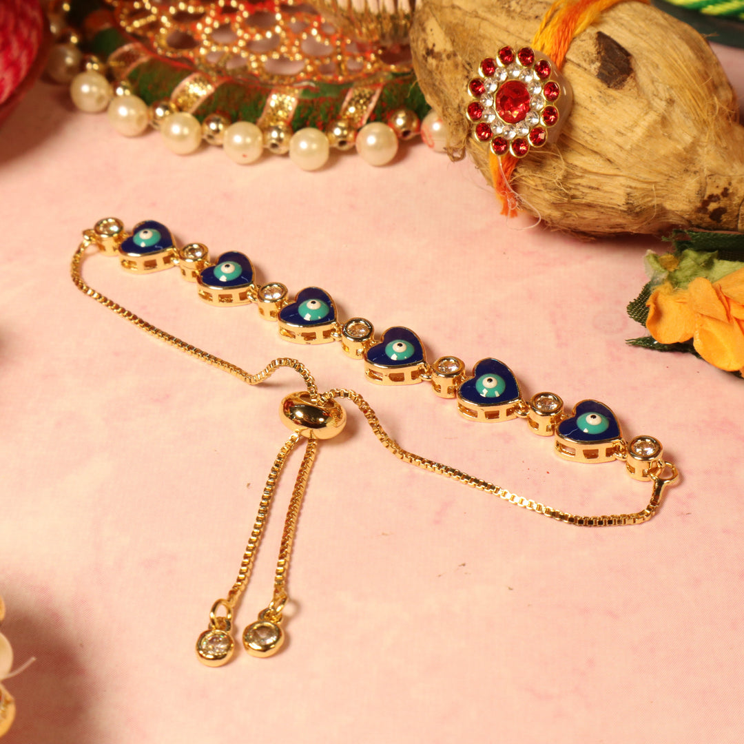 Set of 4 Turkish Blue Evil Eye Rakhi For Sisters - Salty Accessories