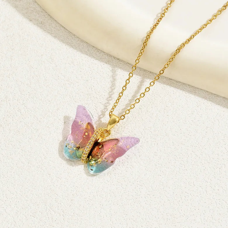 Vibrant Golden Winged Beauty Necklace Salty