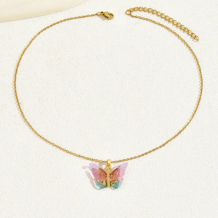 Vibrant Golden Winged Beauty Necklace - Salty Accessories