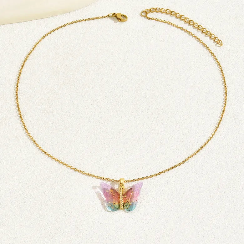 Vibrant Golden Winged Beauty Necklace Salty