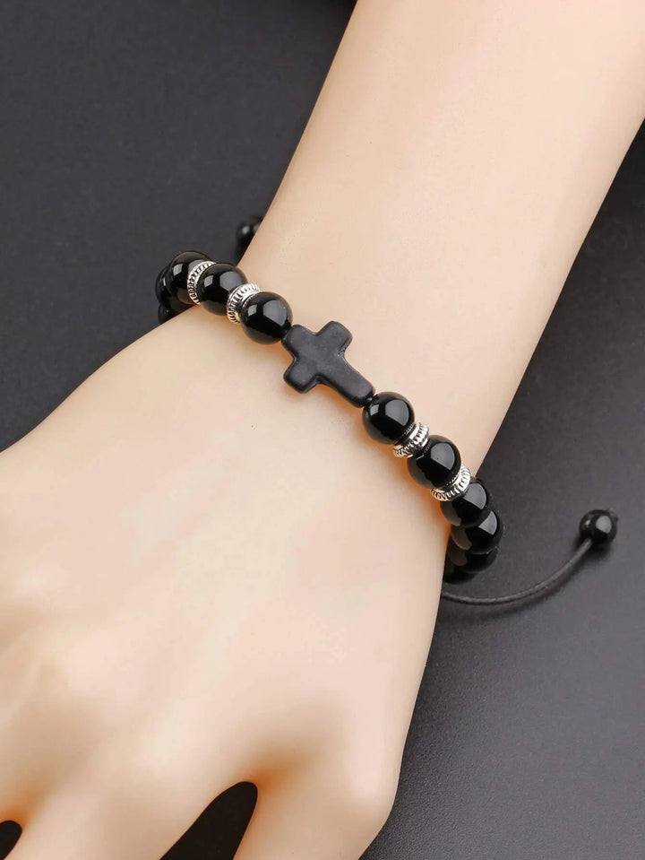 Taur Black Beaded Bracelet