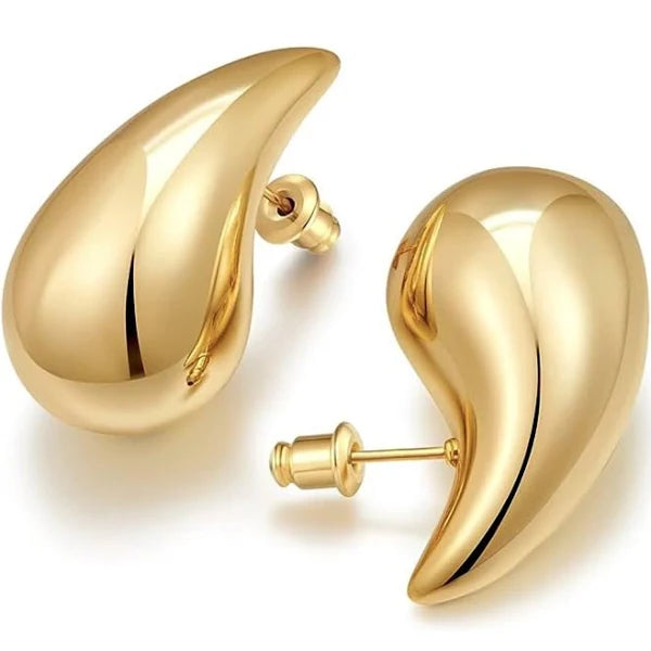 Teardrop Chunky Gold Earrings Salty