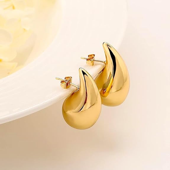 Teardrop Chunky Gold Earrings
