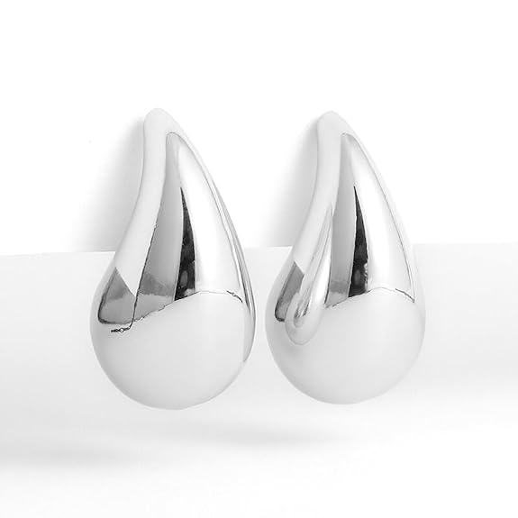 Teardrop Chunky Silver Earrings