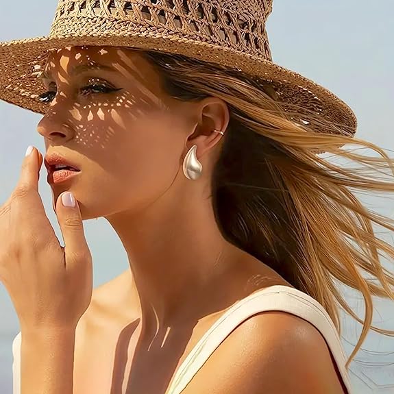 Teardrop Chunky Silver Earrings