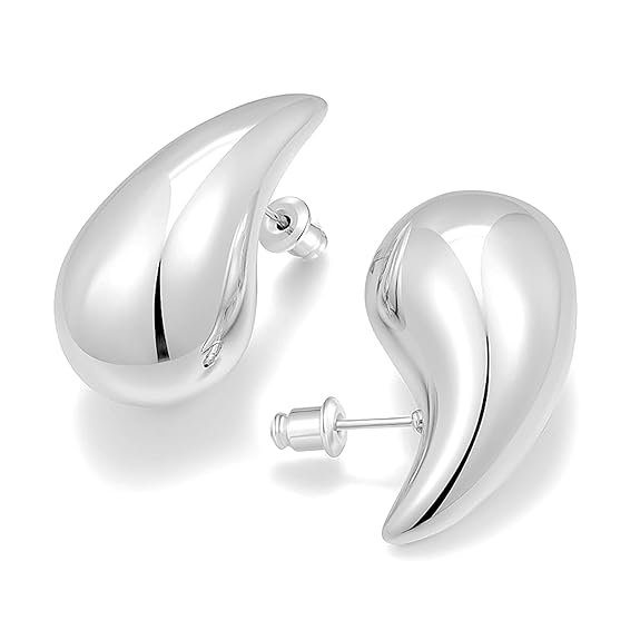 Teardrop Chunky Silver Earrings