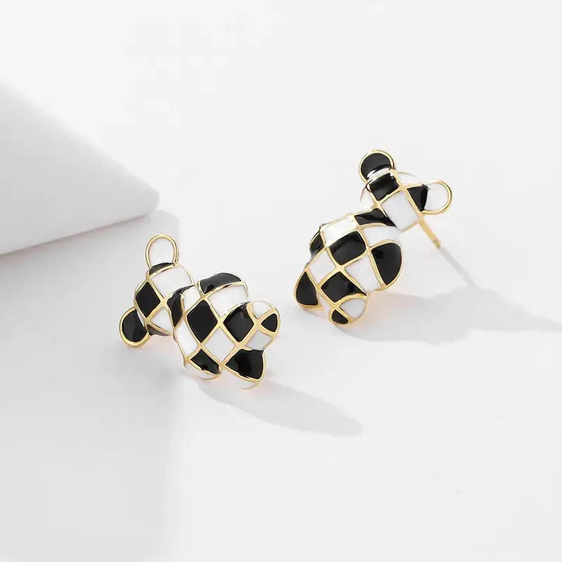 Teddy B&W Earrings - Salty Accessories