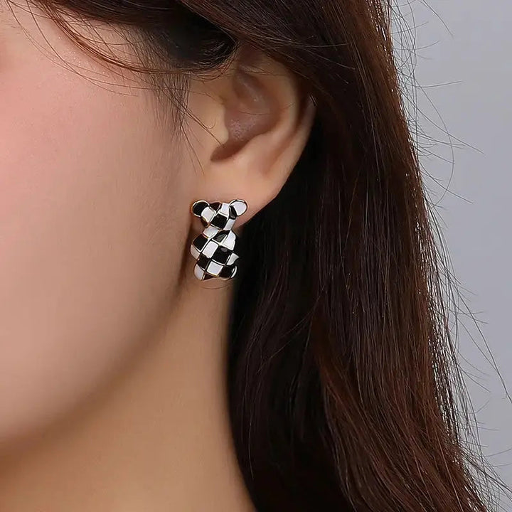 Teddy B&W Earrings - Salty Accessories