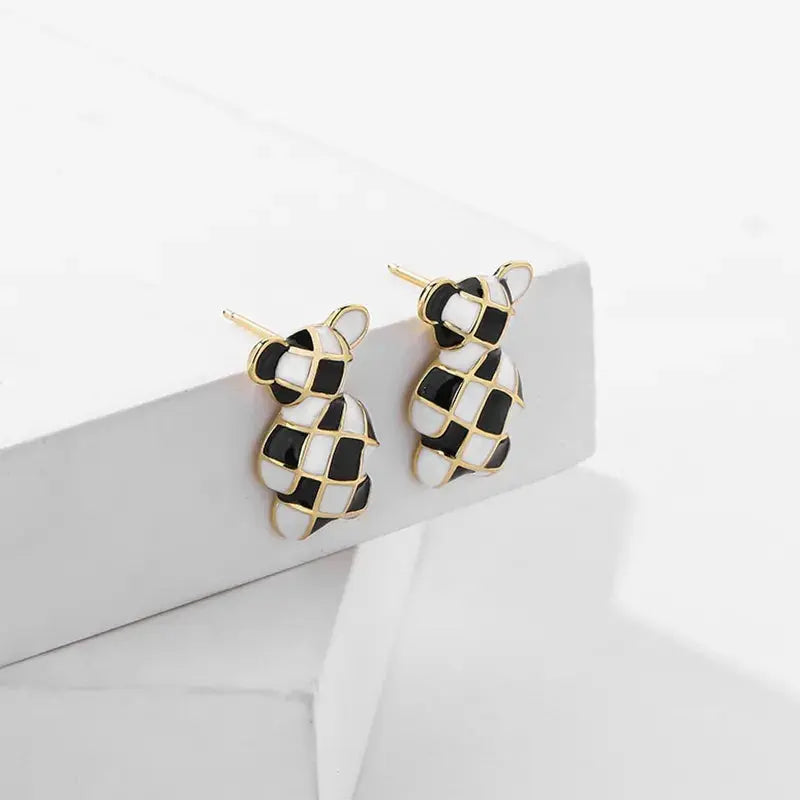 Teddy B&W Earrings - Salty Accessories