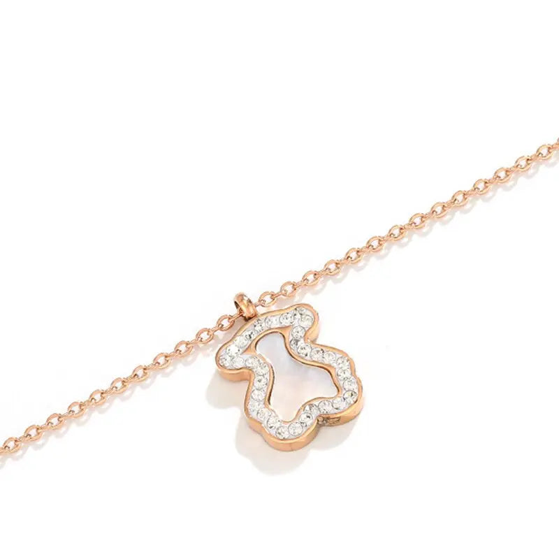 Teddy Bear Rose Gold Necklace - Salty Accessories