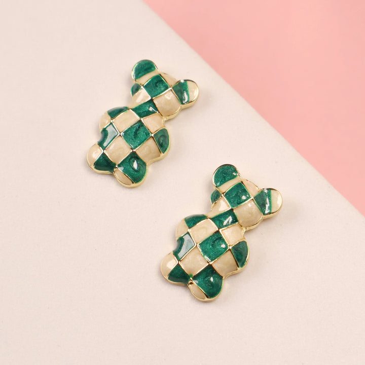 Teddy Green & White Earrings