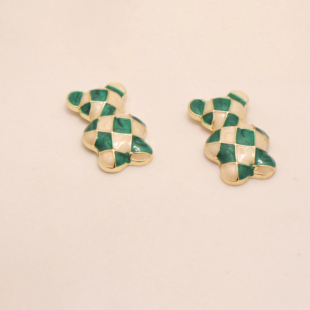 Teddy Green & White Earrings