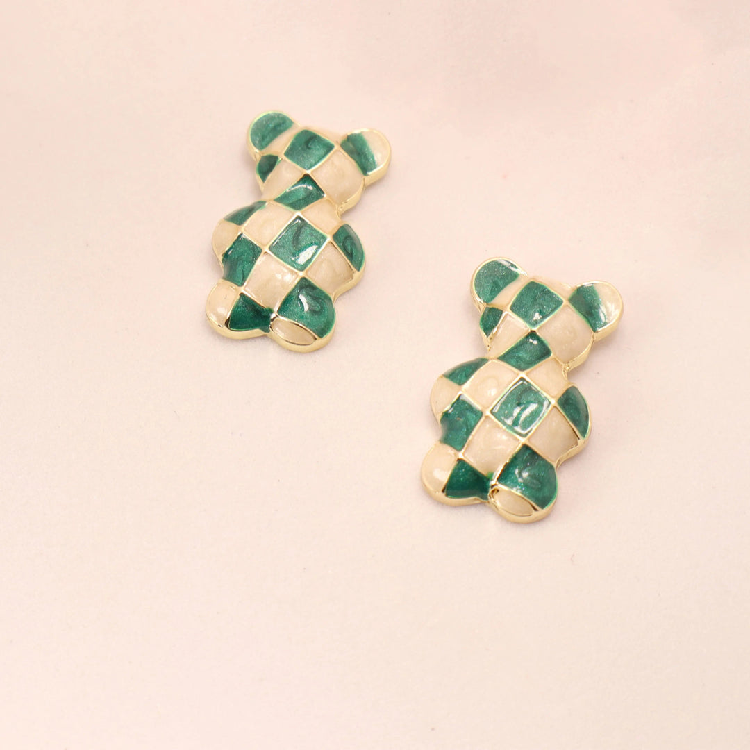 Teddy Green & White Earrings