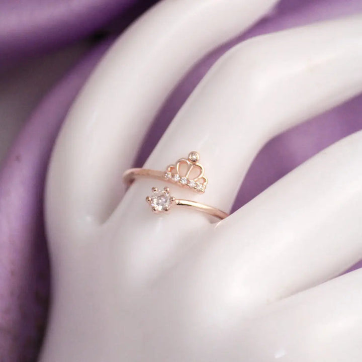 Tiara crystal rose-gold ring - Salty Accessories