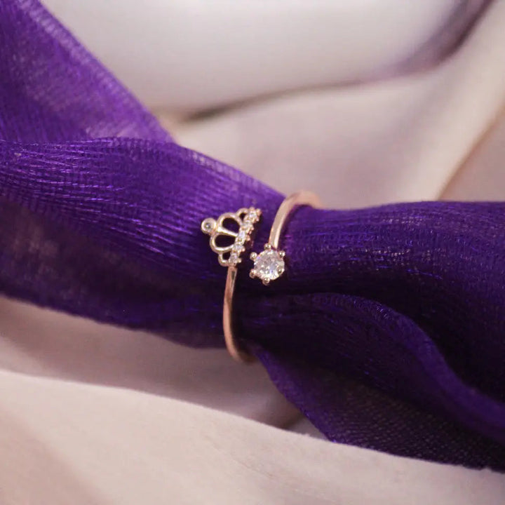 Tiara crystal rose-gold ring - Salty Accessories