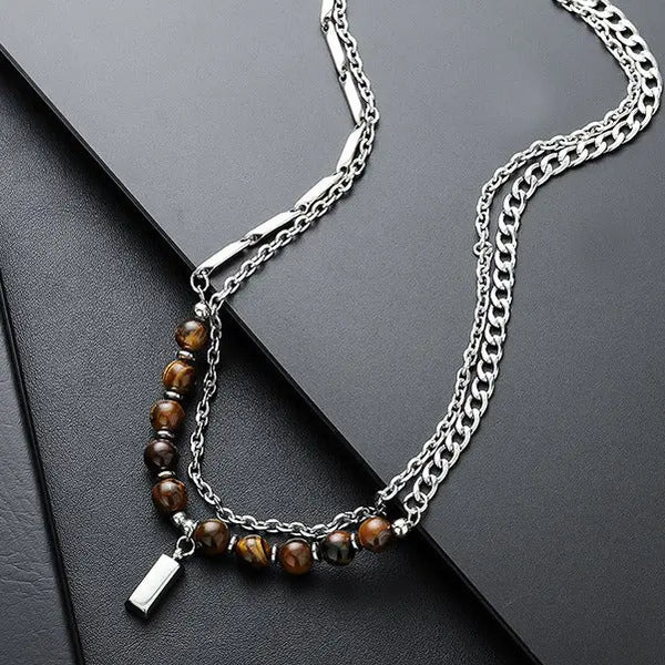 Tiger Eyes Crest Layers Necklace