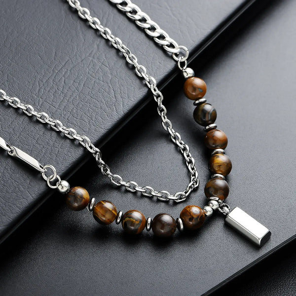 Tiger Eyes Crest Layers Necklace
