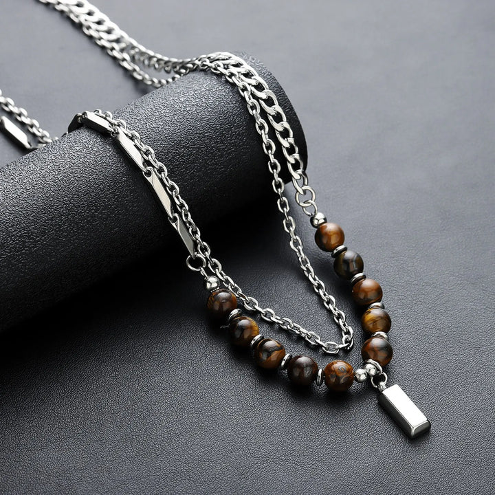 Tiger Eyes Crest Layers Necklace | Salty
