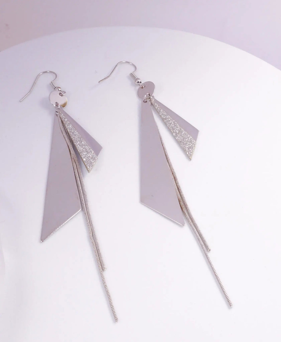 Timeless Triangle Silver Tassel Earrings