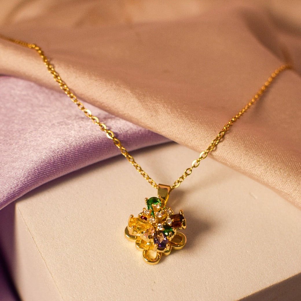 Timeless Opulence Gold Kaleidoscope Spinning Necklace - Salty Accessories