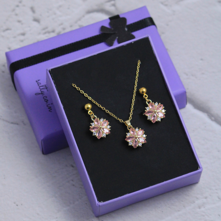 Timeless Pink Earrings and Necklace Set