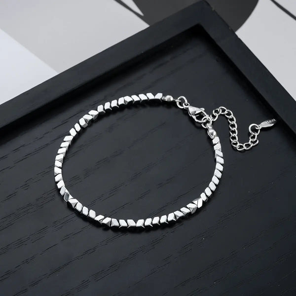 Titan Edge Bead Bracelet - SIlver