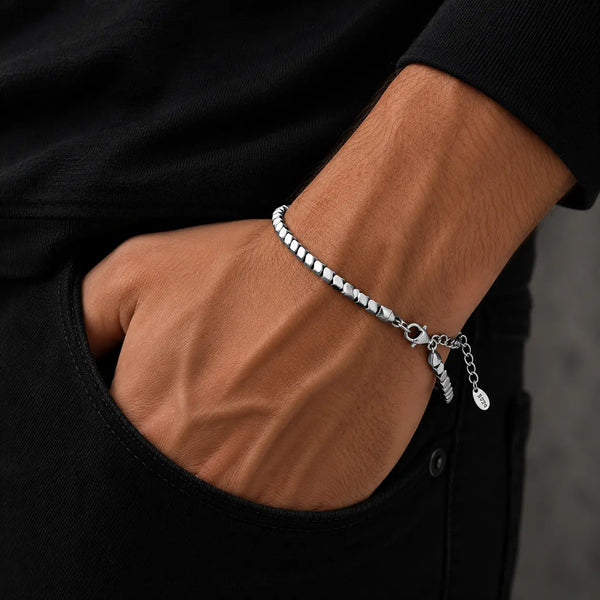 Titan Edge Bead Bracelet - SIlver