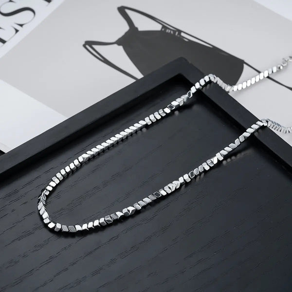 Titan Edge Bead Necklace - Silver