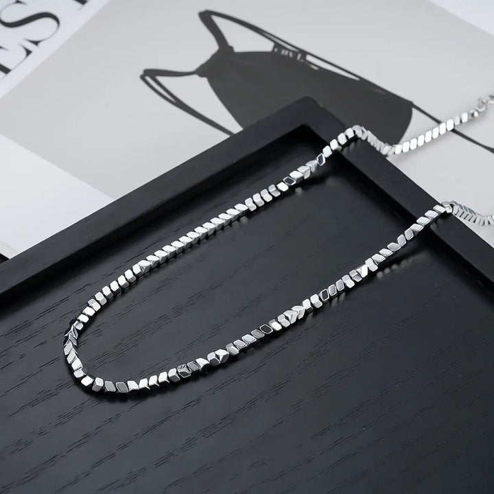 Titan Edge Bead Necklace - Silver | Salty