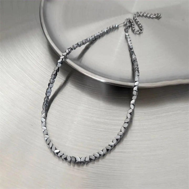 Titan Edge Bead Necklace - Silver | Salty