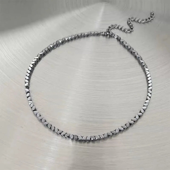 Titan Edge Bead Necklace - Silver | Salty
