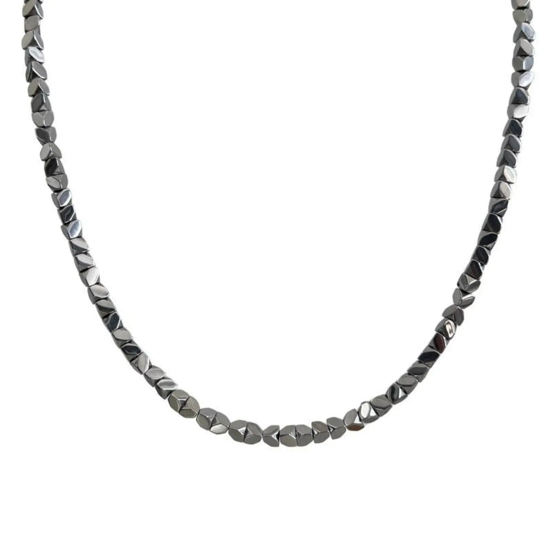 Titan Edge Bead Necklace - Silver | Salty