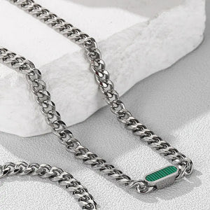 Titan ID Cuban Chain Necklace - Green | Salty