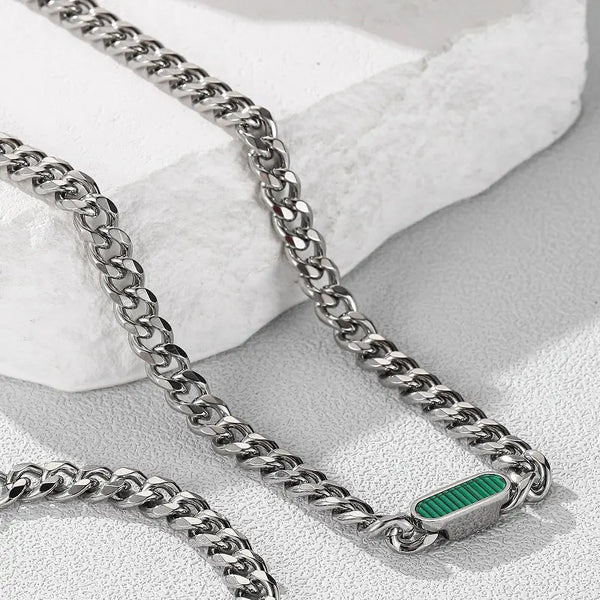 Titan ID Cuban Chain Necklace - Green