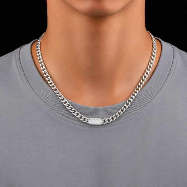 Titan ID Cuban Chain Necklace - White