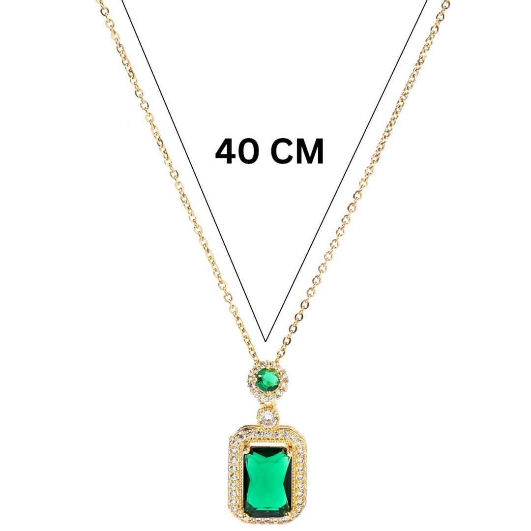 Elegance Studded Gem Necklace-Green