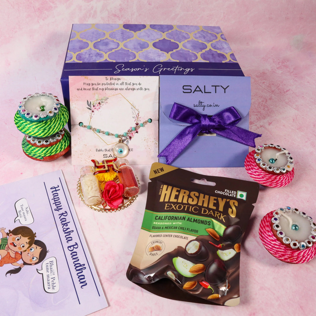 Traditional Blue Evil Eye Rakhi Gift Box | Salty