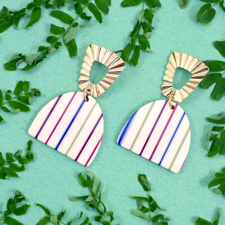 Trendy Gold Multi Colour Semi-circle Earrings - Salty Accessories
