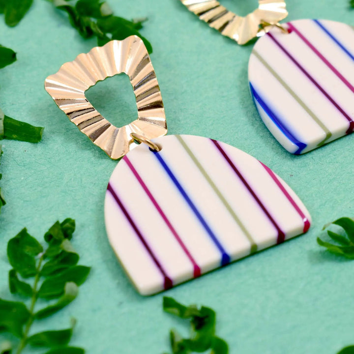 Trendy Gold Multi Colour Semi-circle Earrings - Salty Accessories