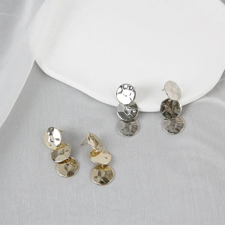 Trendy Statement Faceted Eardrop Earrings - Gold - Salty Accessories
