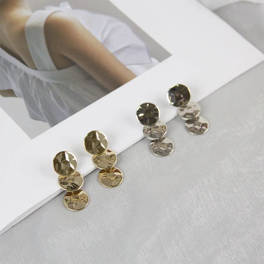 Trendy Statement Faceted Eardrop Earrings - Gold - Salty Accessories