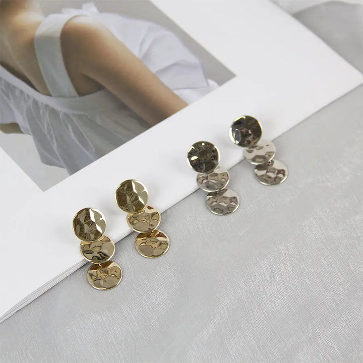Trendy Statement Faceted Eardrop Earrings - Gold - Salty Accessories