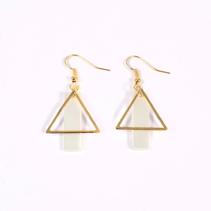Triangle White Acrylic Block Dainty Drop Earrings - Salty Accessories