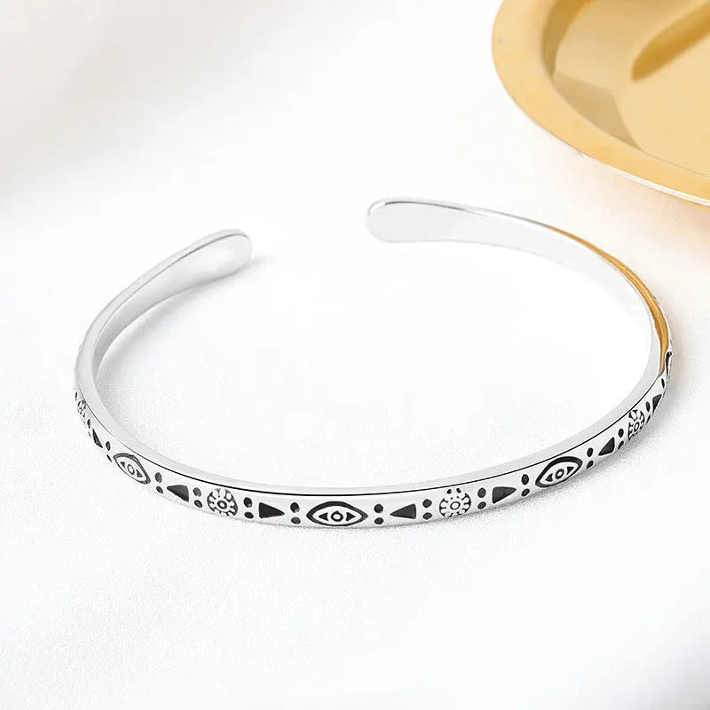 Tribal Charm Silver Open Cuff | Salty